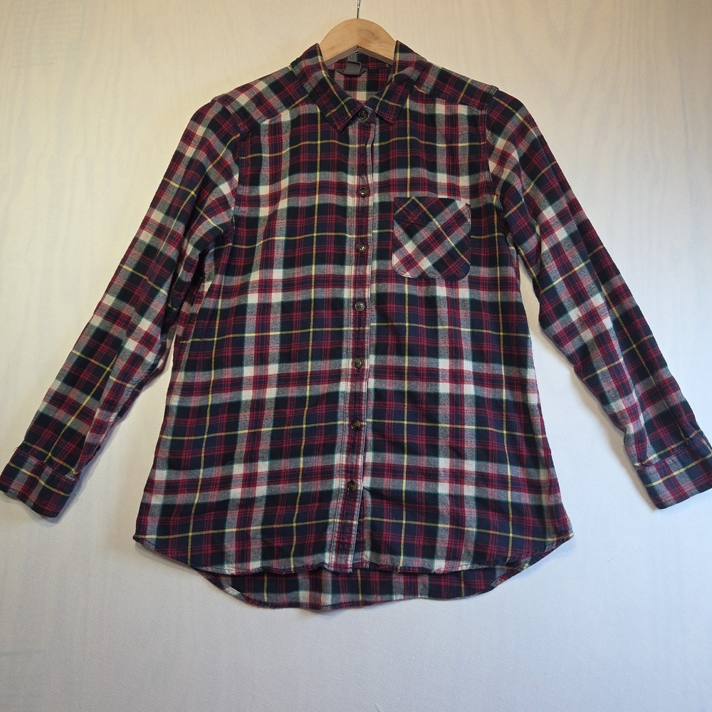 Eddie Bauer Women's‎ Medium Plaid Flannel Shirt 100% Cotton Button Front M